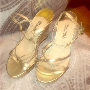 Michael Kors gold Wedges